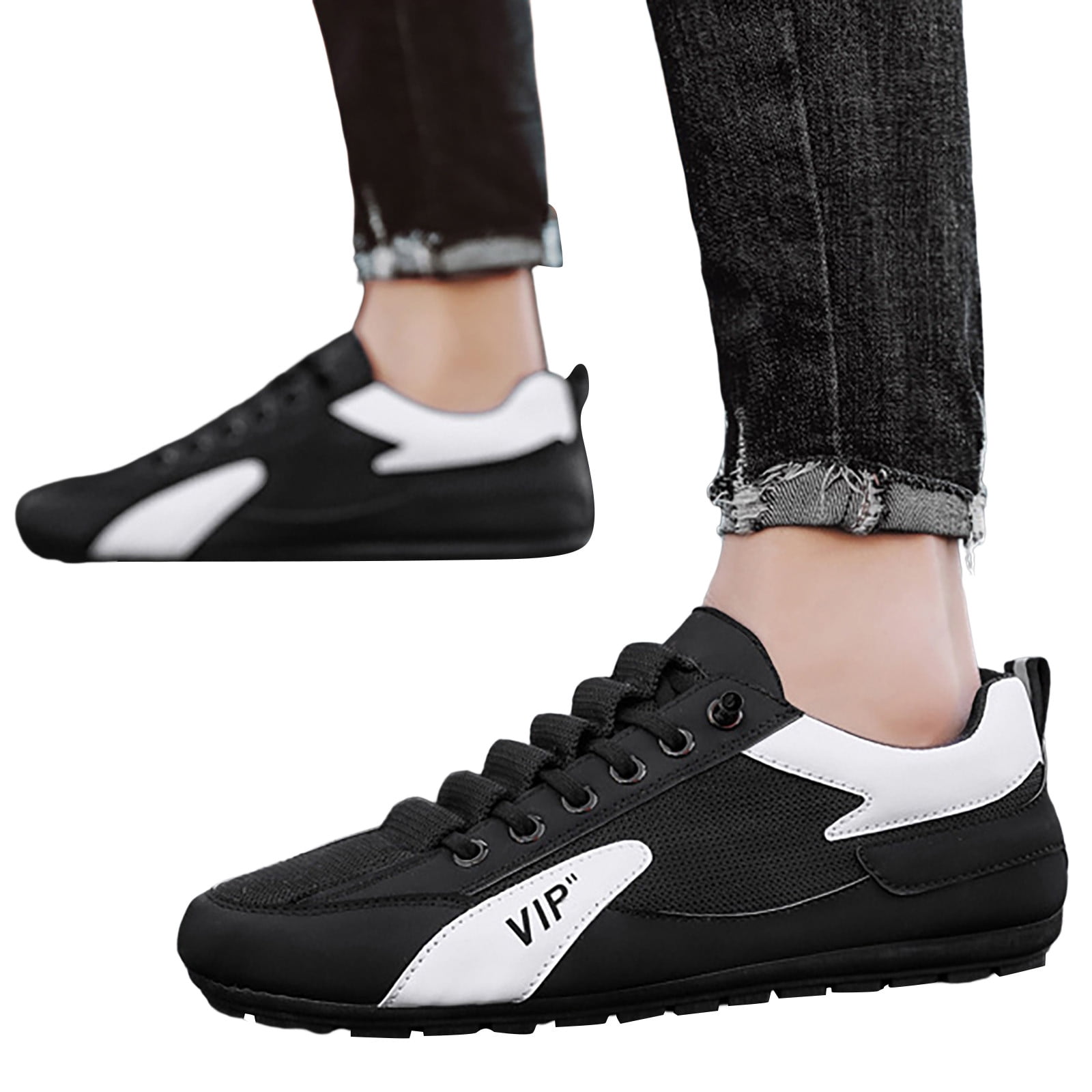 Mens Fashion Sneakers Lace Up Comfortable Walking Shoes Slip On