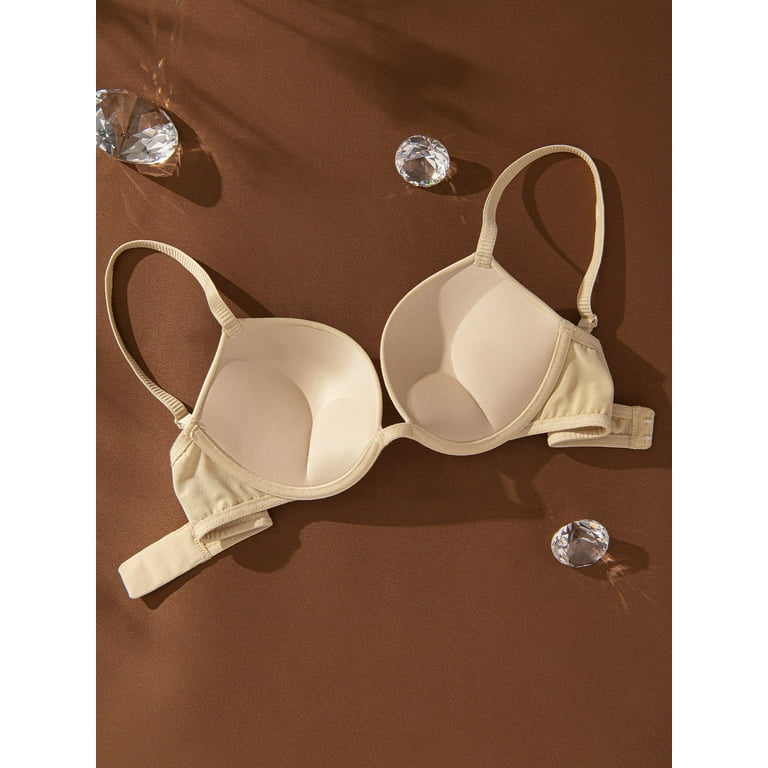 CHAINSTORE BEIGE MOCHA LACE U.WIRED MOULDED PUSH UP BRA SIZE 34D CUP