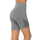thumbnail image 4 of Gibobby Pantalones cortos de yoga Control de cintura Abdomen Entrenamiento de mujer Correr Yoga Pantalones de yoga Pantalones de yoga cortos altos(Gris,M), 4 of 5