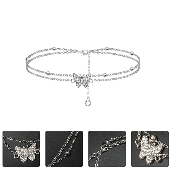 OUNONA 1PC Women Anklets Silver Copper Decorative Foot Jewelry for Daily Wear