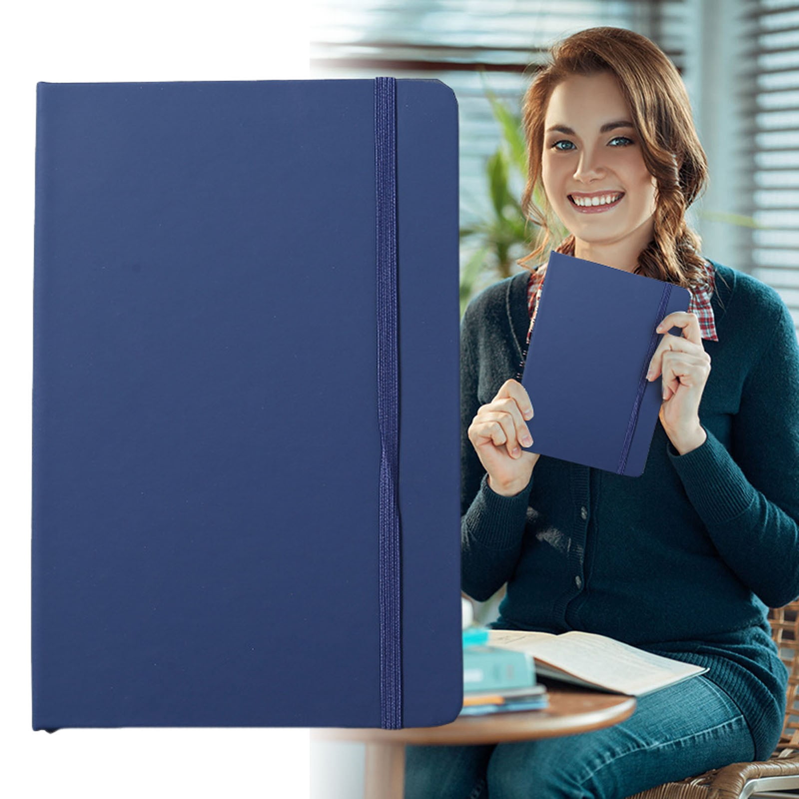 VKLU A5 Executive Journal, Sturdy Binding Hardcover Notebook with Ribbon Bookmark & Inner Pocket, High-Quality 100GSM Thick Paper for Smooth Writing, Navy Blue