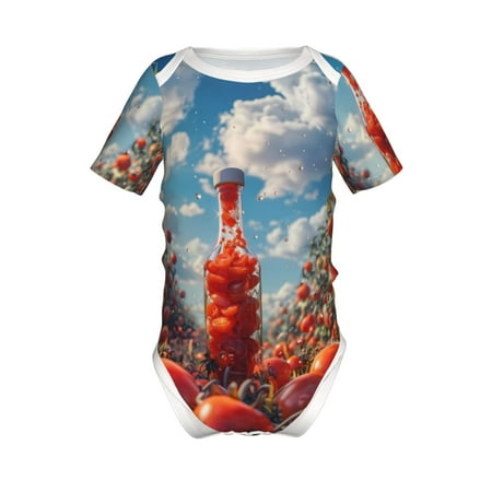 

Gaeub Tomato Field Bottle Print Infant Climbing Onesie Toddler Outfit Newborn Baby Bodysuit Baby Boy Girl Clothes -18 Months