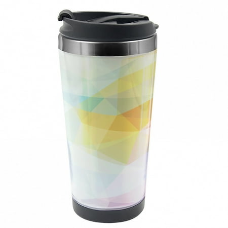 

Abstract Travel Mug Squares and Sharp Line Steel Thermal Cup 16 oz by Ambesonne