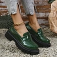 thumbnail image 7 of Hopeusnice Women's Leather Shoes Non-Slip Pu Spring And Fall Slip-Ons Pumps Shoes Thick-Soled Heel Classic Loafers Breathable Trendy Soft Office Shoes Lightweight Walking Shoes Green 36, 7 of 7