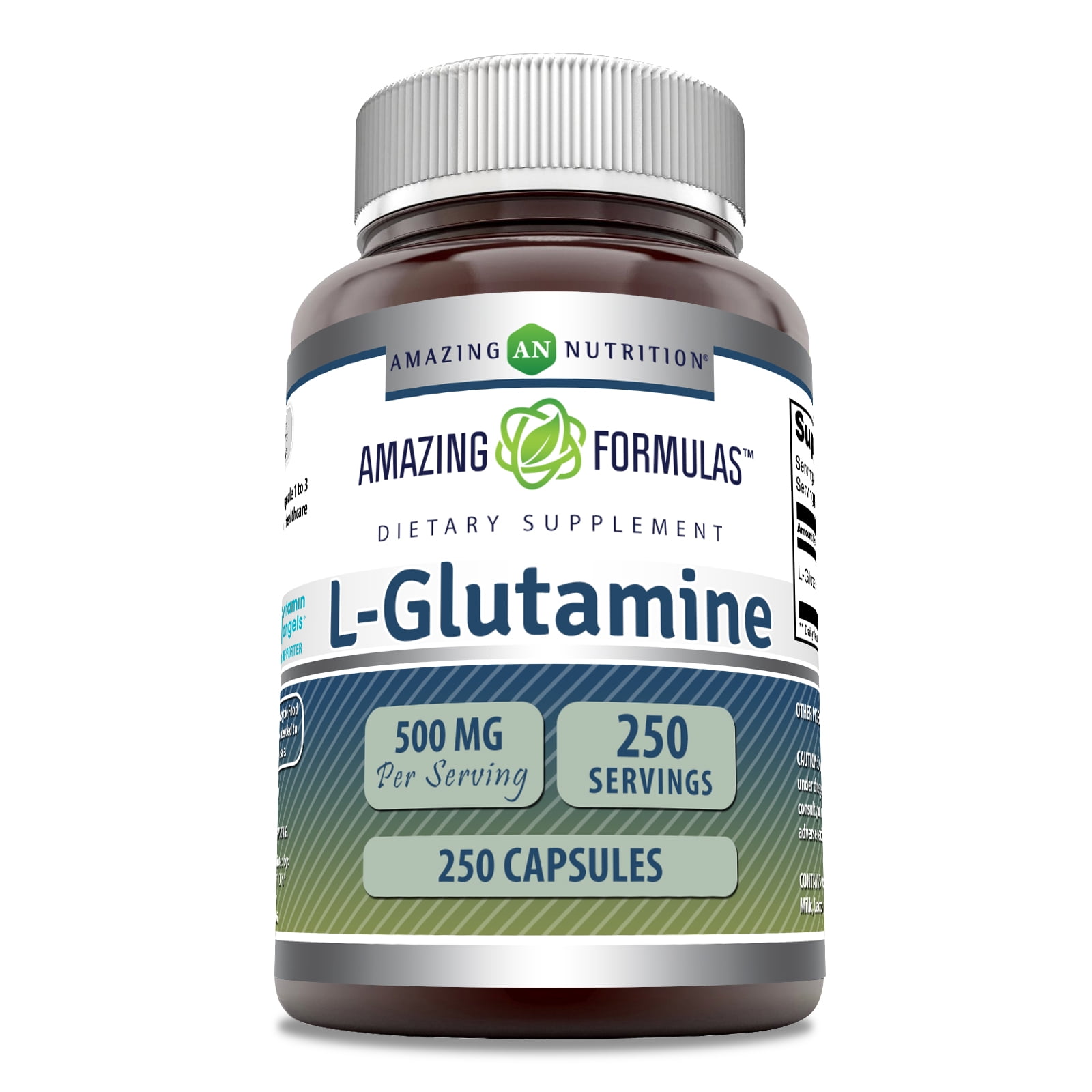 Amazing Formulas L-Glutamine 500 Mg Per Serving 250 Capsules Supplement | Amino Acid | Non-GMO | Gluten Free | Made in USA