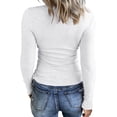 thumbnail image 2 of Women Casual Long Sleeve Tunic V-Neck Slim Fit T Shirts Basic Tee Tops Crew Neck Ribbed Knit Solid Shirt, 2 of 3