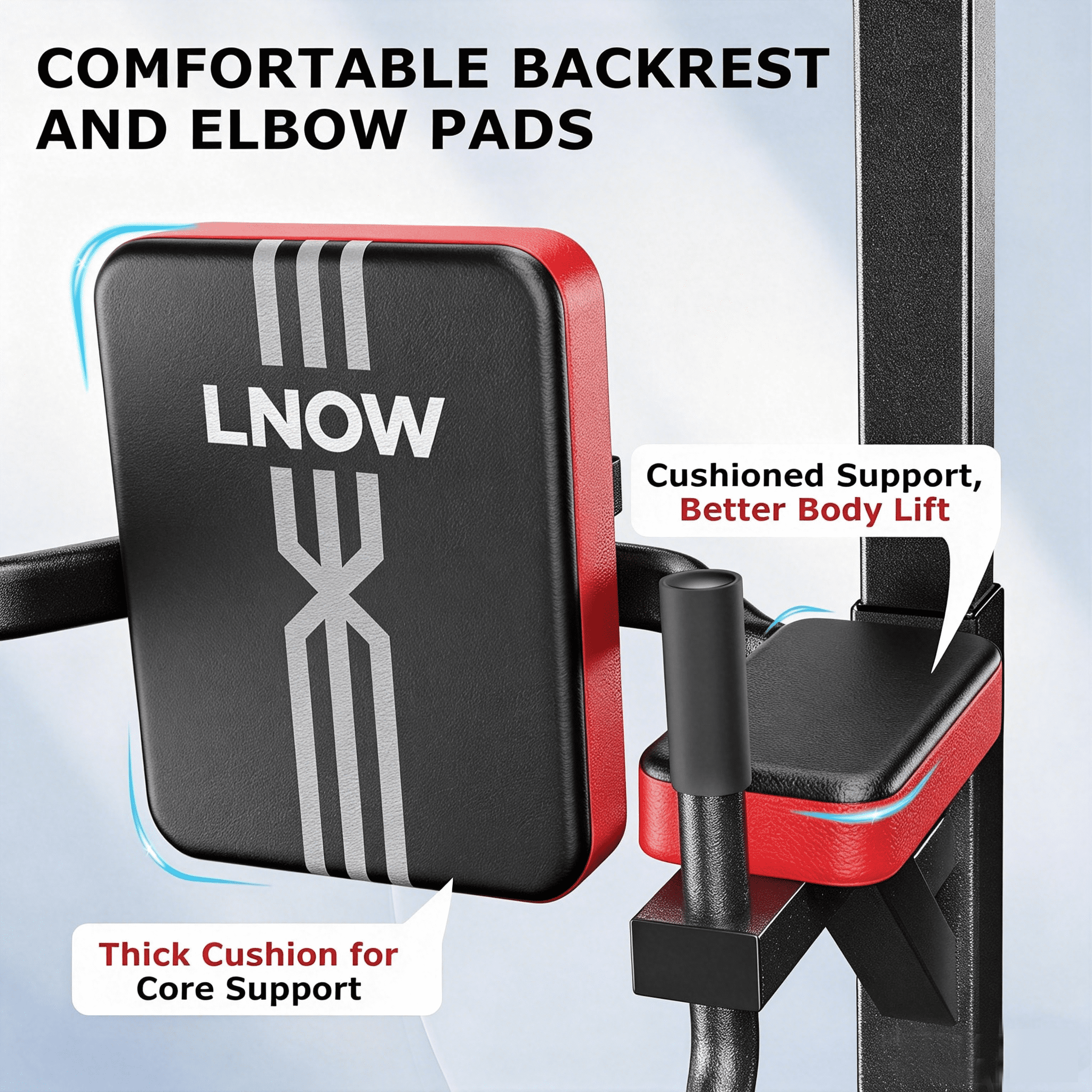 LNOW Adjustable Power Tower 480lbs Max Weight Multifunction Body Champ Dip Station Pull up Bar Power Rack for Home Gym Strength Training Workout Equipment