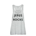 thumbnail image 1 of Thread Tank Jesus Rocks Women's Sleeveless Flowy Racerback Tank Top Sport Grey Medium, 1 of 5