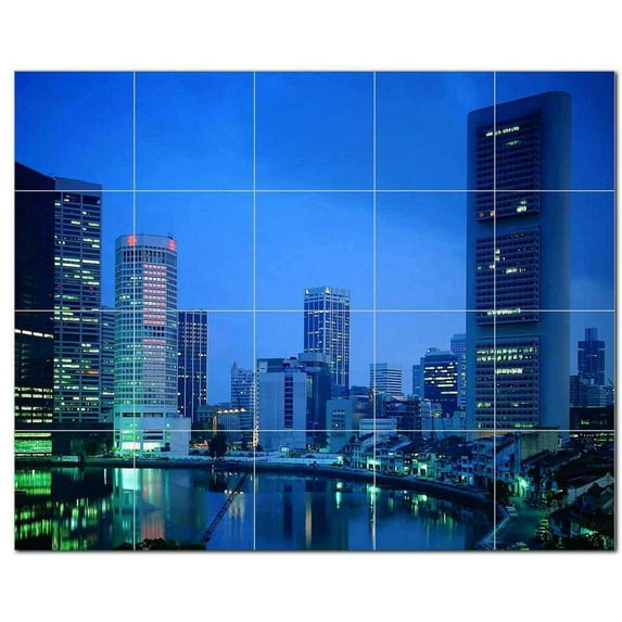 City Scene Ceramic Tile Mural Kitchen Backsplash Bathroom Shower, 404595-S54