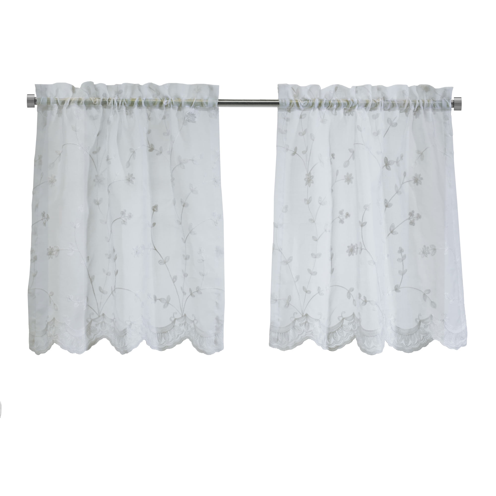 Loft Living Garcia Sheer Rod Pocket Curtain Tiers 52 x 24 in White