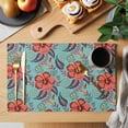 thumbnail image 2 of Teal Red Boho Floral Placemats Set of 6, Vintage Southwestern Ethnic Tribe Placemats for Dining Table, Place Mats for Kitchen Tabletop, Waterproof Wipeable Dining Table Mats Set, 2 of 9