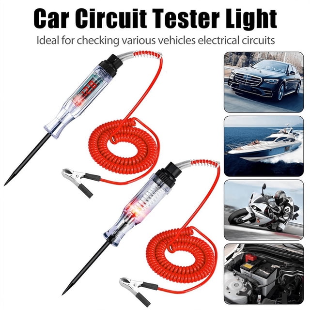 Test Light 2PCS, 6V-24V DC Car Circuit Tester Light and Digital LCD Car Electric Tester Auto Voltage Continuity Test