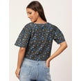 thumbnail image 3 of Moomaya Women's Printed Summer Top, V-Neck Button Down Short Sleeves Cotton Top, 3 of 8