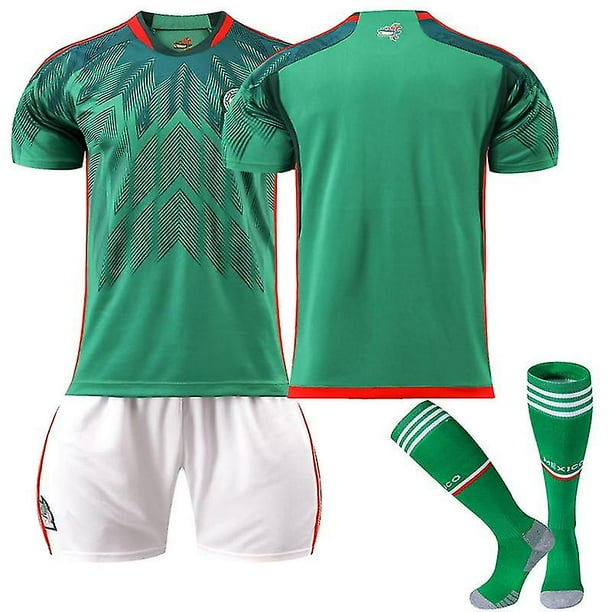 S (160-170 CM) México Home Jersey Copa del mundo 2022/23 Equipo de México Jersey Camiseta de fútbol Camiseta Pantalones cortos Kits Fútbol Conjuntos de 3 piezas para niños adultos esquí esquí Gafas de esquí
