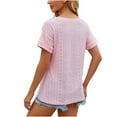 thumbnail image 4 of Olyvenn 2025 Womens Tops V Neck Eyelet T Shirts Dressy Casual Summer Shirts Fashion Loose Blouses Lightweight Cute Tunic Tees Pink 12, 4 of 4