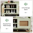 thumbnail image 5 of Tribesigns 2-Tier Shoe Storage Bench 39-Inch Long Shoe Rack Bench with Doors and Seat for Living Room, Rattan Shoe Organizer Cabinet with Shelf for Hallway, Light Green, 5 of 5