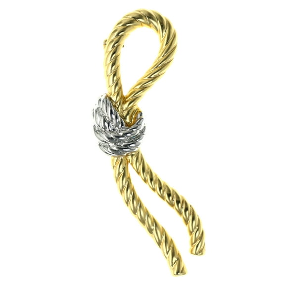 Rope Knot Brooch-Pin Gold-Tone & Silver-Tone Colored #LQP1230