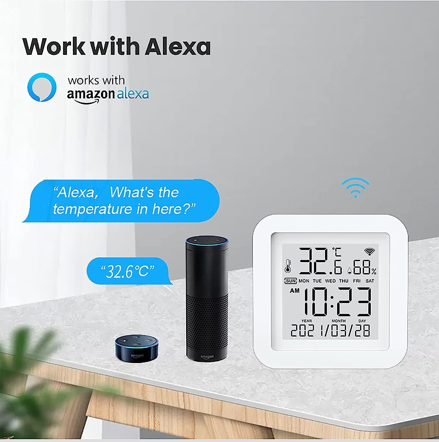 WiFi Temperature Sensor Hygrometer, Smart Thermometer with Smart App and Data Recording, Indoor Thermometer for Home, Baby Rooms