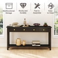 thumbnail image 5 of Kinbor 60" Long Console Table Narrow Sofa Table, Modern Entryway Table with 4 Drawers & Storage Shelf, Black, 5 of 10