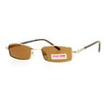 thumbnail image 3 of SA106 Extra Small Mens Rectangular Metal Rim Classic Color Lens Sunglasses Gold Brown, 3 of 4