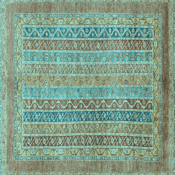 Ahgly Company Indoor Square Abstract Light Blue Modern Area Rugs, 6' Square