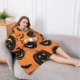 thumbnail image 5 of Oversized Wearable Blanket Hoodie,Halloween Black Pumpkins and Bats Sherpa Blanket Hoodie with Super Pockets,Super Warm Fuzzy Pullover for Women & Men, 5 of 6