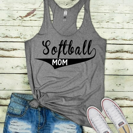 Women Funny Letter Print Softball Mom Tank Tops
