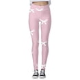 thumbnail image 2 of Leggings for Women Long Elastic Yoga Pants Valentine's Day Bowknot Full Print Tight Fit Yoga Leggings Slim Bottom Trousers A-White XL, 2 of 3
