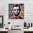 thumbnail image 5 of Epic Graffiti 'Abraham Lincoln Abstract' by Rey Klimt Canvas Wall Art, 18" x 18", 5 of 8