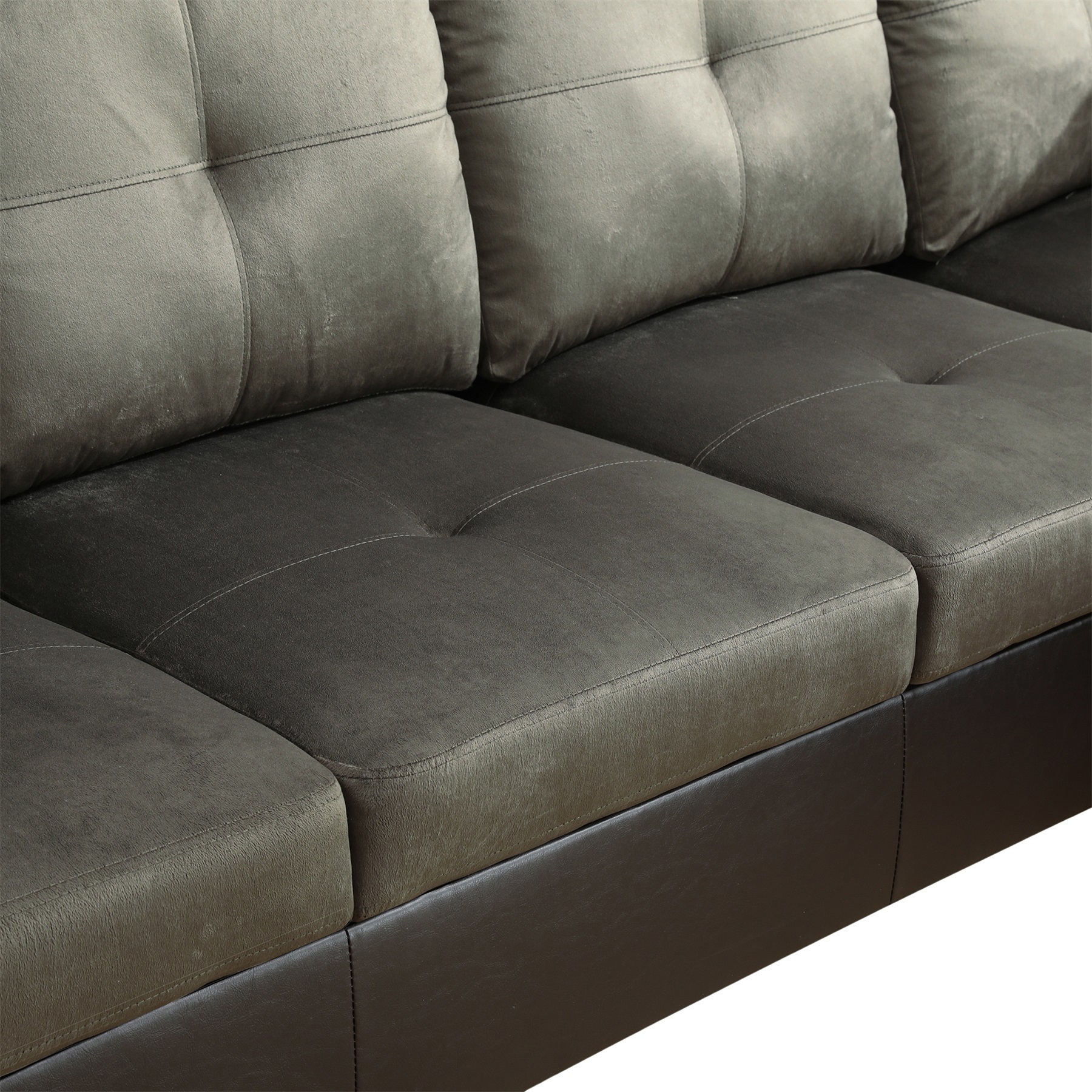 Hommoo Flannel & PVC L-Shaped Sectional Couch and Sofa Set, Modern Living Room Furniture Set, Right Side, Taupe
