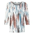 thumbnail image 5 of ZQUUVOU Women's T-Shirt 3/4 Short Sleeve Loose Elastic Printing Blouse M-White (XL), 5 of 6