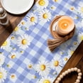 thumbnail image 3 of Spring White Daisy Table Runner 120 Inches, Farmhouse Floral Blue Purple Plaid Bed Runner Dresser Scarves Tabletop for Indoor Outdoor Parties/Ceremony/Banquet, 13"x 120", 3 of 9