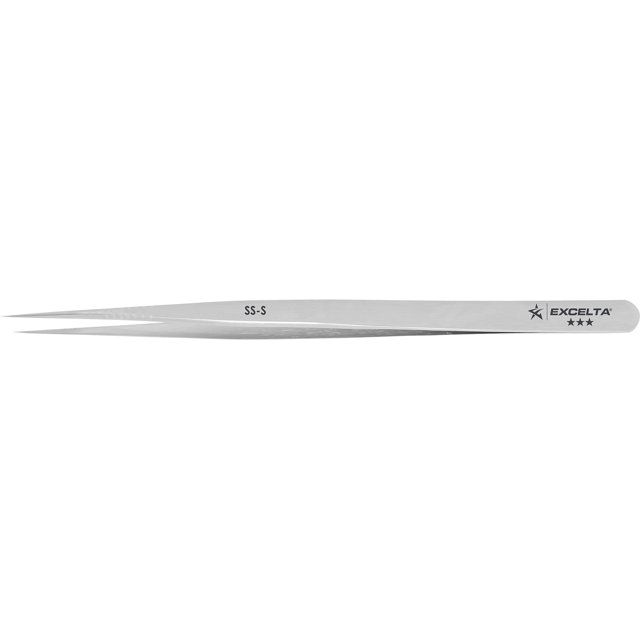 Excelta - SS-S - Tweezers - Slim Very Fine Point - Straight -Three Star - SS, 0.06" Height, 0.36" Wide, 5.51" Length