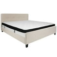 thumbnail image 2 of BizChair King Size Four Button Tufted Upholstered Platform Bed in Beige Fabric with Mattress, 2 of 6