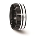 thumbnail image 5 of Diamond2Deal Black Ti & Sterling Silver 9mm Polished Men's Band Size 11, 5 of 6