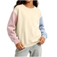 thumbnail image 3 of FAIWAD Girls Boys Sweatshirt Long Sleeve Color Block Crewneck Pullover Casual Loose School Daily Wear, 3 of 9
