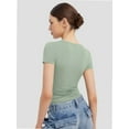 thumbnail image 2 of Womens Basic Scoop Neck Short Sleeve T Shirt Slim Fit Tee Summer Going Out Crop Tops Tight Sexy Shirts, 2 of 6