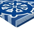 thumbnail image 2 of Ambesonne Reveal Party Fitted Sheet, Nautical Wheel Ahoy, Full Size, Pale Blue White Blue, 2 of 3