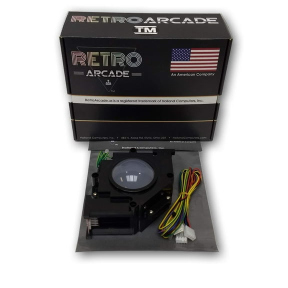 3in Arcade Trackball with Interface Harness for JAMMA 60-in-1 Multigame PCB - (translucent white bal