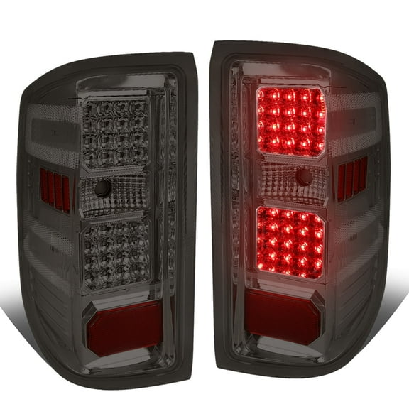 DNA Motoring 14-19 Chevy Silverado GMC Sierra Full LED Smoked Clear Rear Tail Light Lamps Pair LH RH