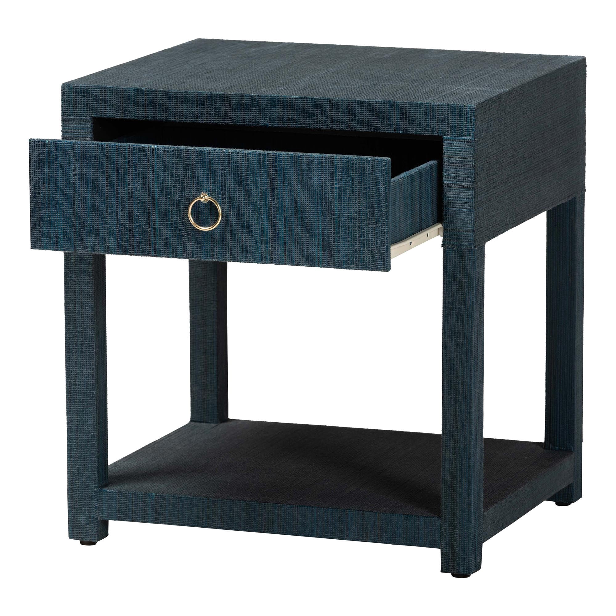 bali & pari Nata Boho Nightstand, 1-Drawer, Indigo Blue
