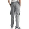 thumbnail image 4 of Mens Cargo Sweatpants - Open Bottom Fleece Baggy Plus Size Drawstring Waist with Pockets Athletic Joggers for Hiking & Workout​ Light Gray L, 4 of 4