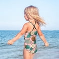 thumbnail image 5 of Girls' One-piece Swimsuit Cross Back Bathing Suit Beach Surfing Sizes 3T-10T Coconuts and Palm Leaves Pattern, 5 of 9