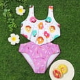 thumbnail image 5 of Aayomet Little Child Girls Cute Cartoon Pattern Swimsuit Onesie Ruffle Bathing Suit Girls Swimwear Bathing (Purple, 4 Years), 5 of 5
