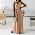 thumbnail image 3 of Cameland Mode Women Robe Longue d'Été Décontractée Unie Col en V Sans Manches, 3 of 6