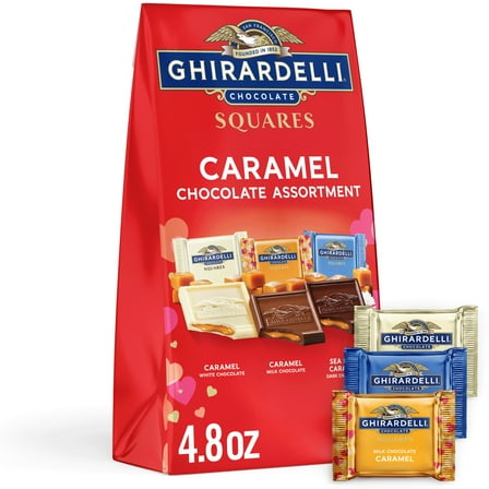 GHIRARDELLI Valentine's Day Chocolate Caramel SQUARES Assortment, 4.8 oz Bag
