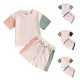 thumbnail image 5 of Odeerbi 0-3 Años Niños Niñas Conjunto de Verano Camiseta de Manga Corta de Algodón Color Block Shorts Conjunto de Dos Piezas, 5 of 5