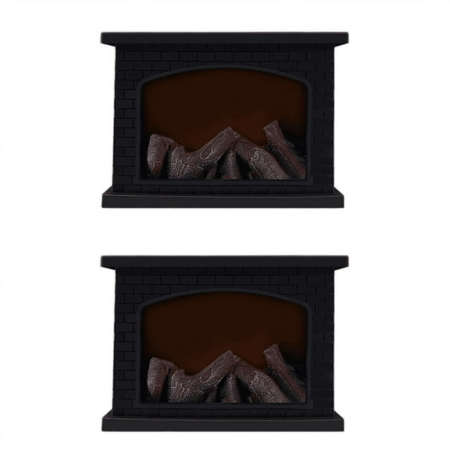 2X Lanterne de Cheminée Électrique Effet Bûche à Flamme LED Lanterne Rectangulaire pour Foyer