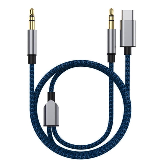 Type C to Double 3.5mm Audios Adapter Cable Stereo Splitter Audios Cord for Car and Headphones Sharing 47.24inch