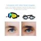 thumbnail image 2 of Gafas de natación para adultos y niños, protección UV antivaho, a prueba de fugas, marco ancho, negras con detalles coloridos, perfectas para piscina, 2 of 5